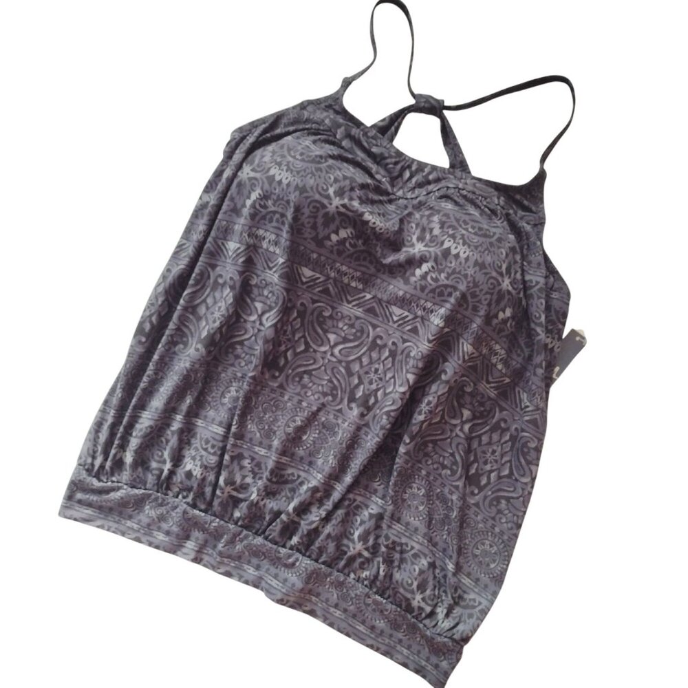 Lands End Tankini Top 12 NEW UPF 50 Relaxed Fit Gray Print Swimwear w Coverage - Picture 9 of 9